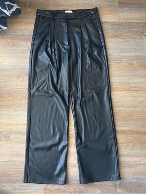 Steve Madden Black Faux Leather Straight-Leg Pants